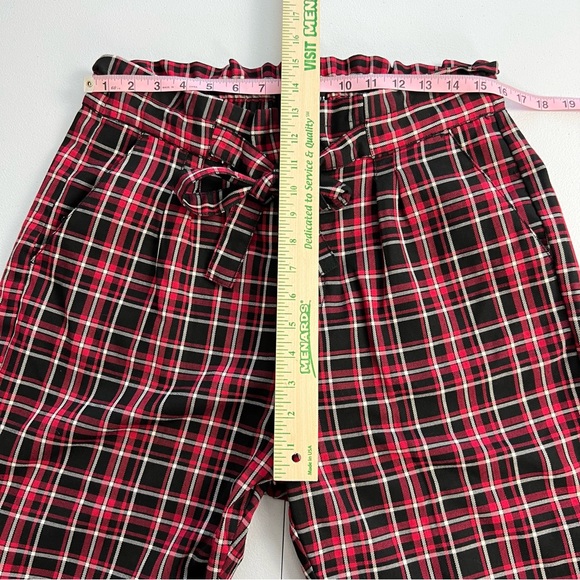 Almost Famous High Waisted Red Black Plaid Paperbag Pants 90’s Style Womens XL - Picture 9 of 9
